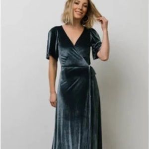 Meghan Velvet Wrap Maxi Dress - Deep Blue